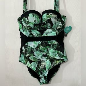 Torrid Palm Mesh Cutout Vixen One Piece Swimsuit 0x